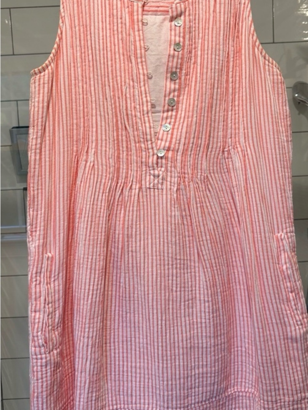 Quince Pink and White Striped Sleeveless Tunic